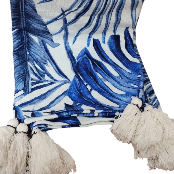 Coastal Collection Throw Blanket Made in India 100%  Cotton Lg Tassels - Picture 3 of 8